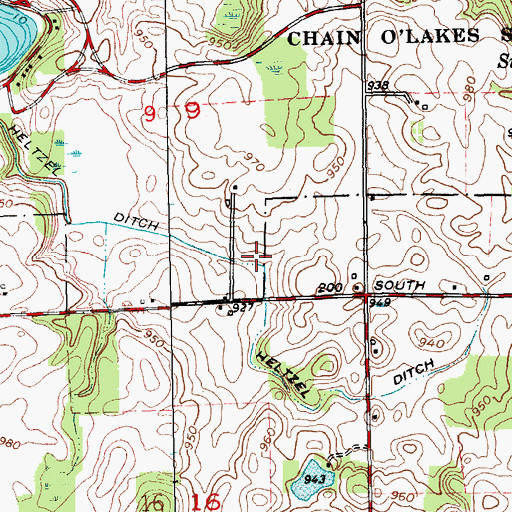 Topographic Map of Heltzel Ditch, IN