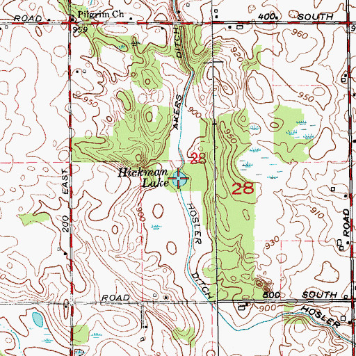 Topographic Map of Hickman Lake, IN