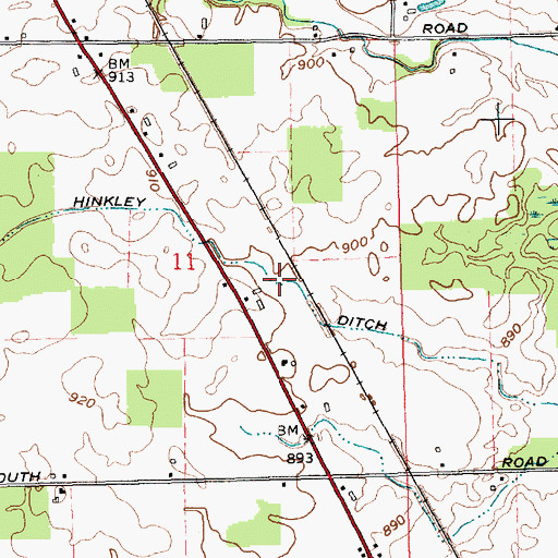 Topographic Map of Hinkley Ditch, IN