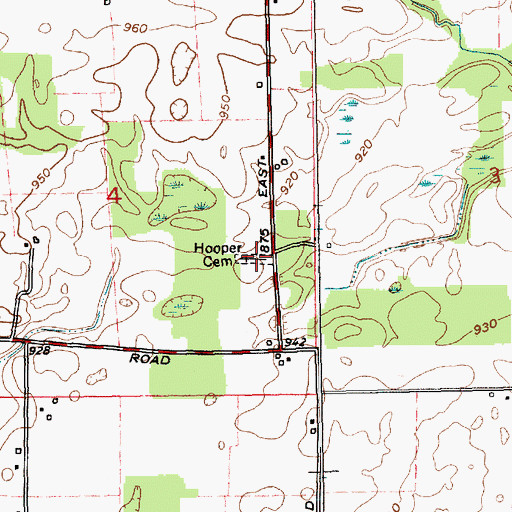 Topographic Map of Hooper Cemetery, IN