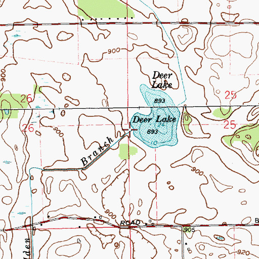Topographic Map of Iden Branch, IN