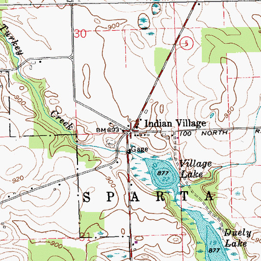 Topographic Map of Indian Village, IN