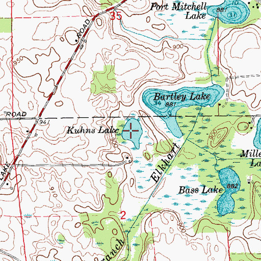 Topographic Map of Kuhns Lake, IN