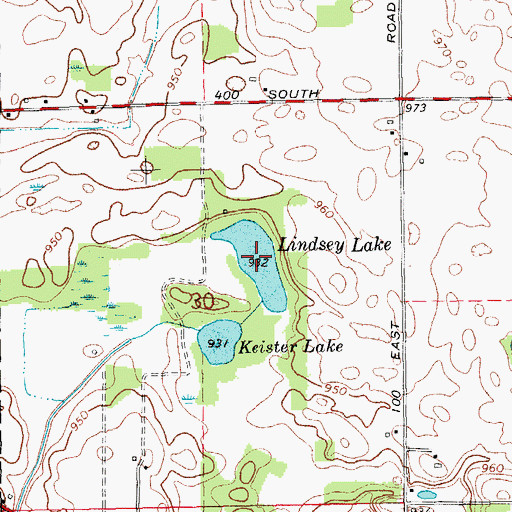 Topographic Map of Lindsey Lake, IN