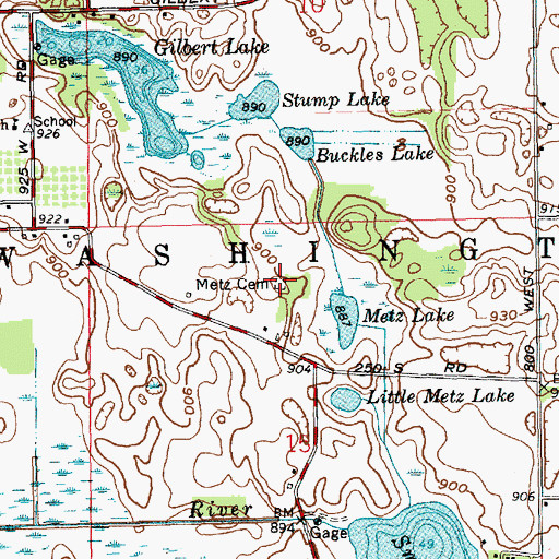 Topographic Map of Metz Cemetery, IN