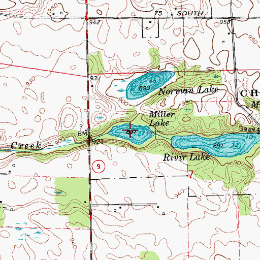 Topographic Map of Miller Lake, IN
