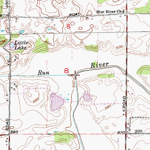 Topographic Map of Mud Run, IN