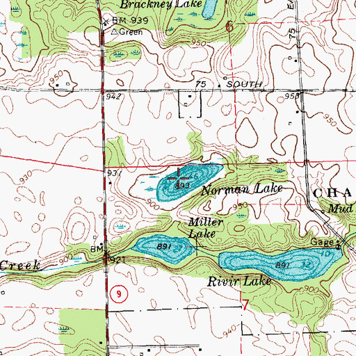 Topographic Map of Norman Lake, IN