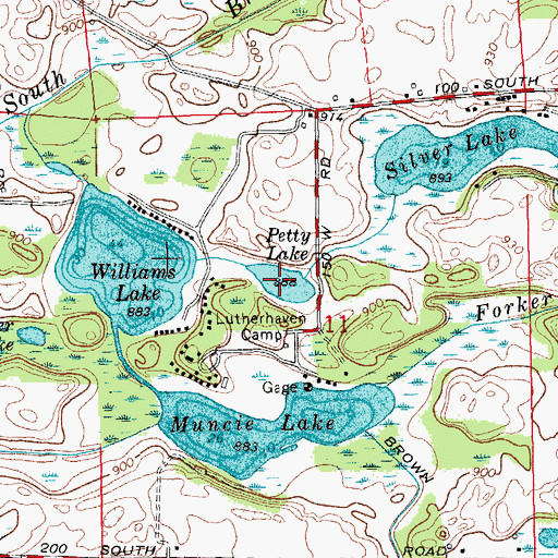 Topographic Map of Petty Lake, IN