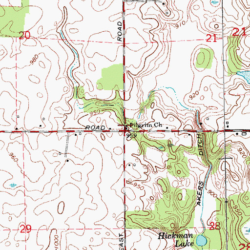 Topographic Map of Pilgrim Church, IN
