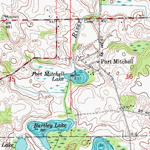 Topographic Map of Port Mitchell Lake, IN