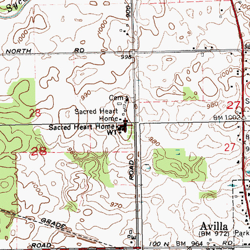 Topographic Map of Sacred Heart Home, IN