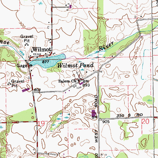 Topographic Map of Salem Church, IN