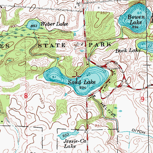 Topographic Map of Sand Lake, IN
