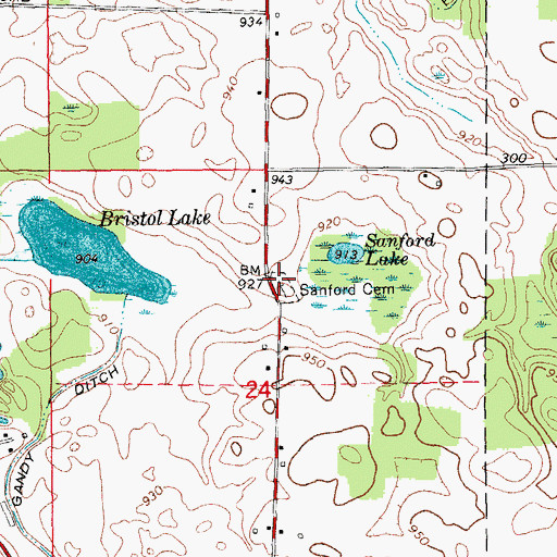Topographic Map of Stanford Cemetery, IN