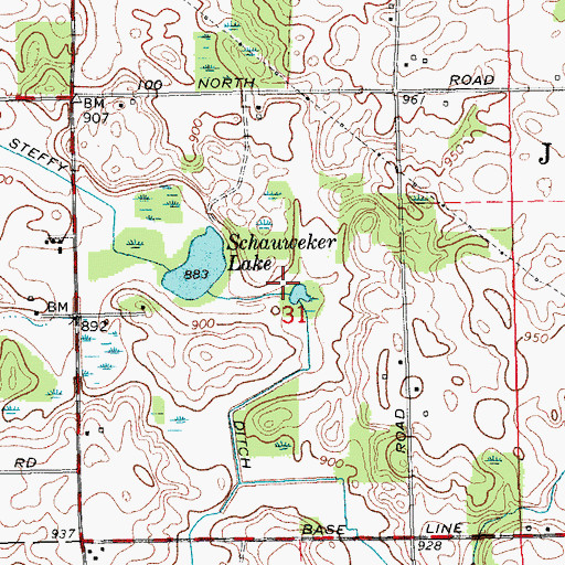 Topographic Map of Steffy Ditch, IN