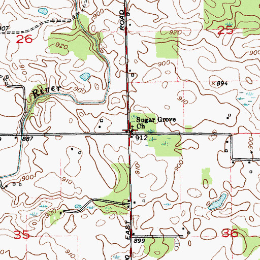 Topographic Map of Sugar Grove Church, IN