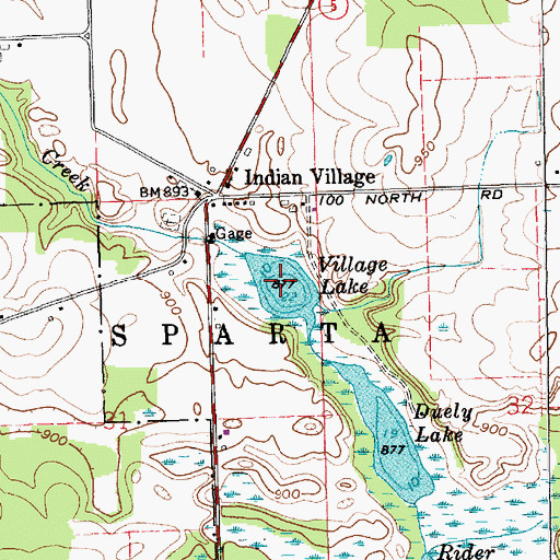 Topographic Map of Village Lake, IN