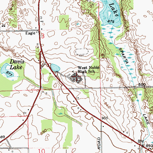 Topographic Map of West Noble High School, IN