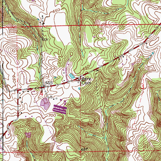 Topographic Map of Acre Cemetery, IN