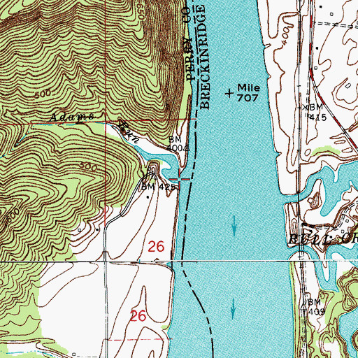 Topographic Map of Adams Run, IN