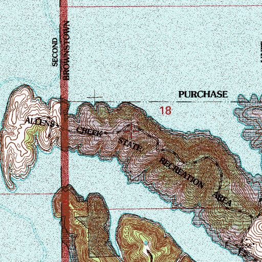 Topographic Map of Allens Creek State Recreation Area, IN