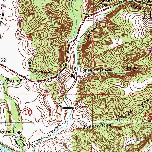 Topographic Map of American Run, IN