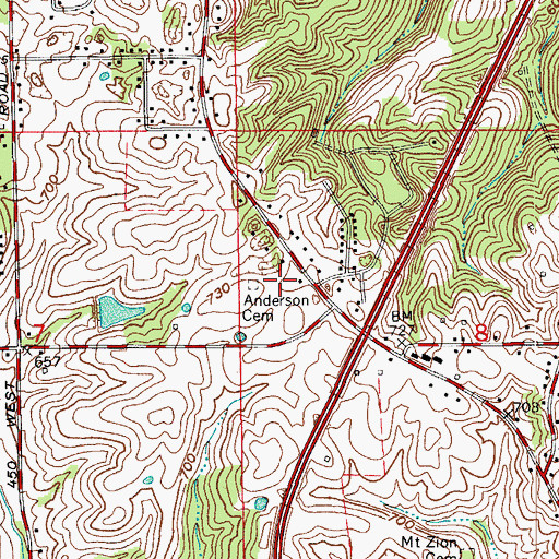 Topographic Map of Anderson Cemetery, IN