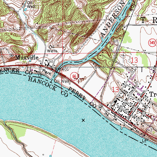 Topographic Map of Anderson River, IN