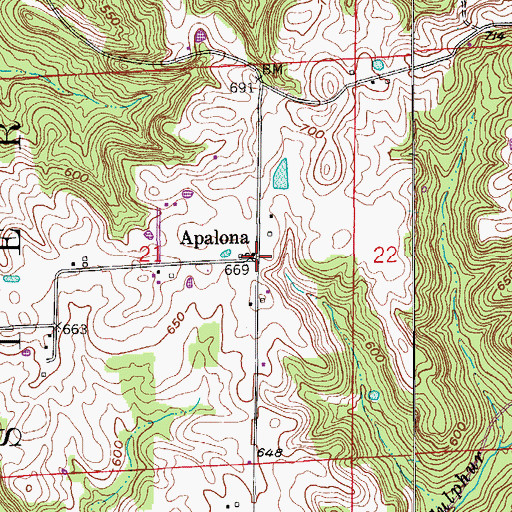 Topographic Map of Apalona, IN