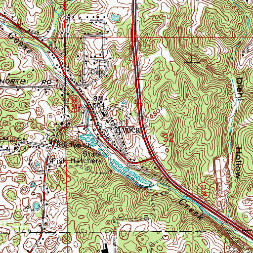 Topographic Map of Avoca, IN