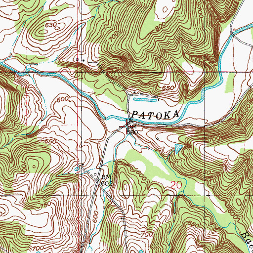 Topographic Map of Bacon Creek, IN