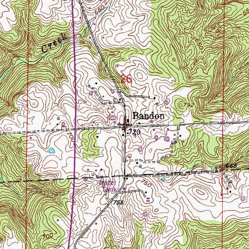 Topographic Map of Bandon, IN