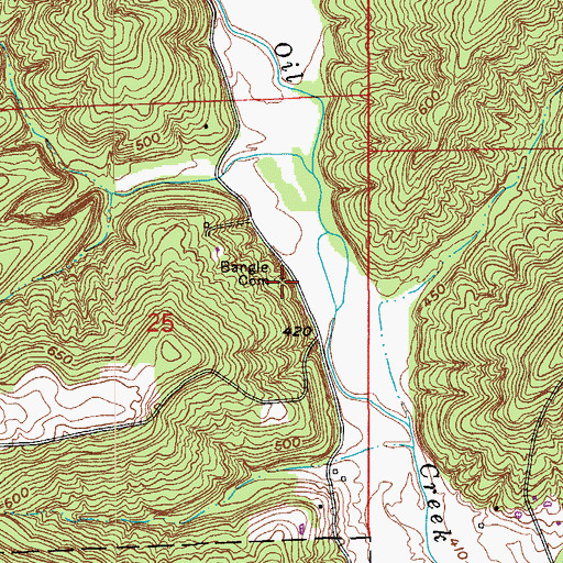 Topographic Map of Bangle Cemetery, IN