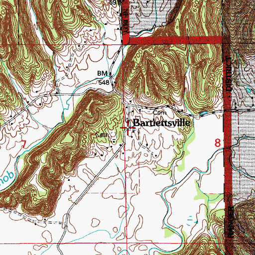 Topographic Map of Bartlettsville, IN