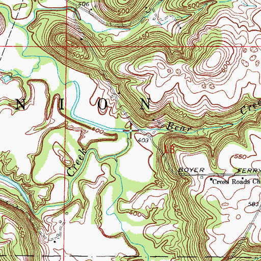 Topographic Map of Bear Creek, IN