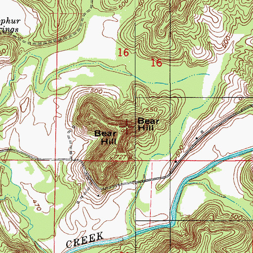Topographic Map of Bear Hill, IN