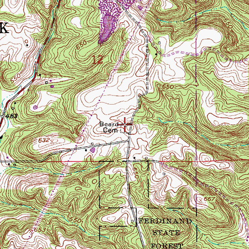Topographic Map of Beard Cemetery, IN