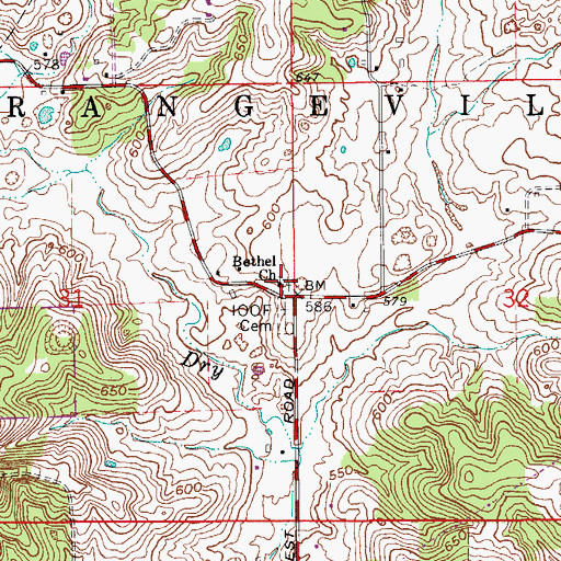 Topographic Map of Bethel Church, IN