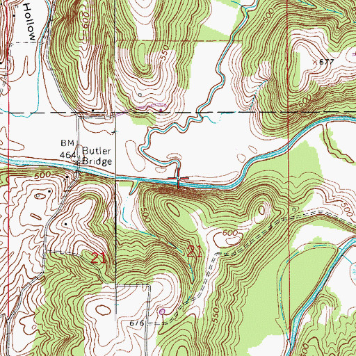 Topographic Map of Big Creek, IN