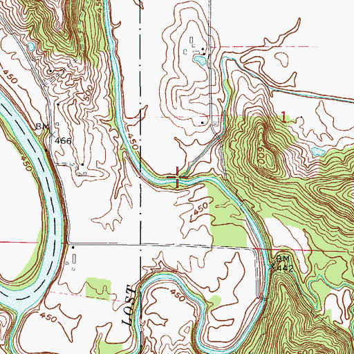 Topographic Map of Blue Creek, IN