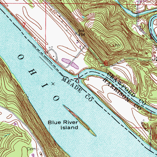Topographic Map of Blue River, IN