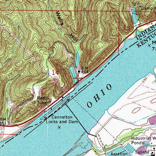 Topographic Map of Blue Wells Hollow, IN
