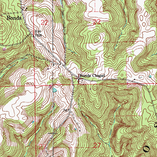 Topographic Map of Bonds Chapel, IN