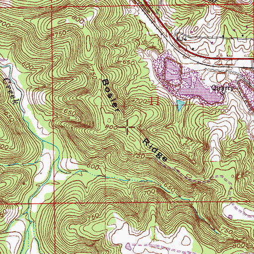 Topographic Map of Bosler Ridge, IN