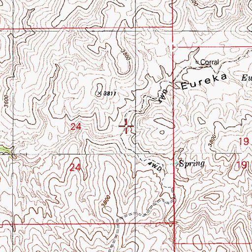 Topographic Map of Eureka Canyon, AZ