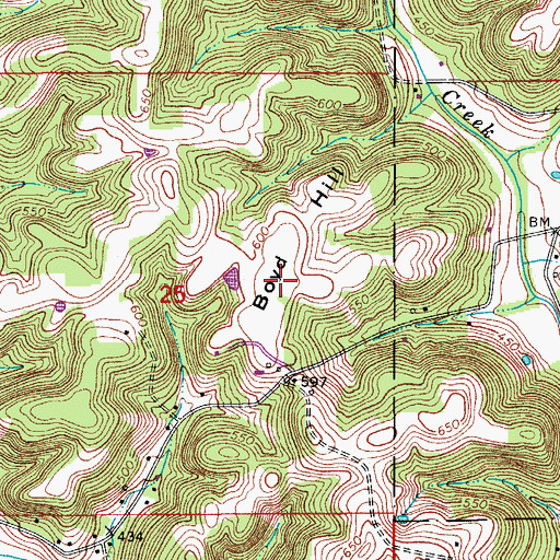 Topographic Map of Boyd Hill, IN