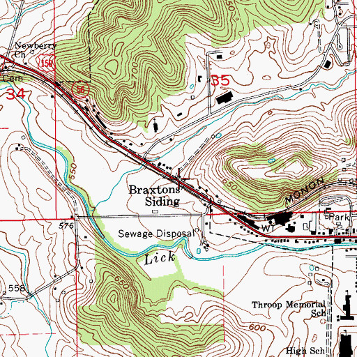 Topographic Map of Braxtons Siding, IN