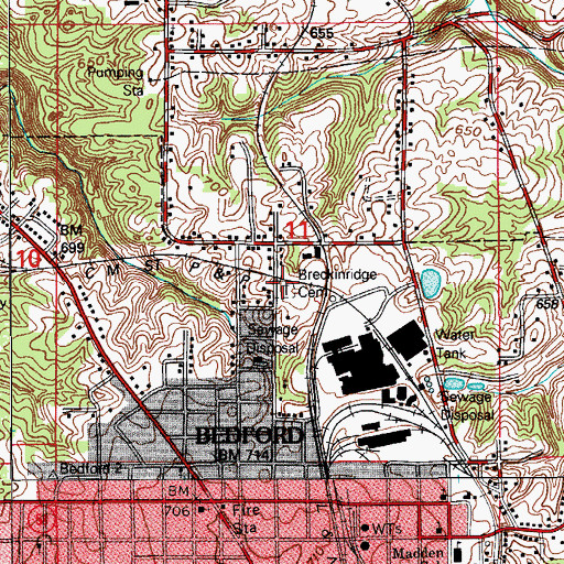 Topographic Map of Breckinridge Cemetery, IN