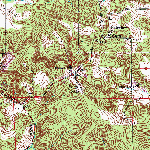 Topographic Map of Breeze Hill Church, IN
